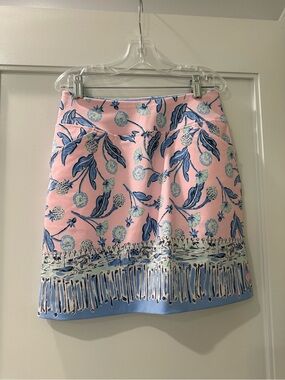 Lily Pulitzer Floral Pink and Blue A-Line Skirt